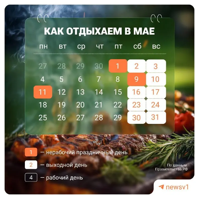 С 9 по 11 мая включительно объявлены официальные нерабочие дни, приуроченные к празднованию Дня Победы.