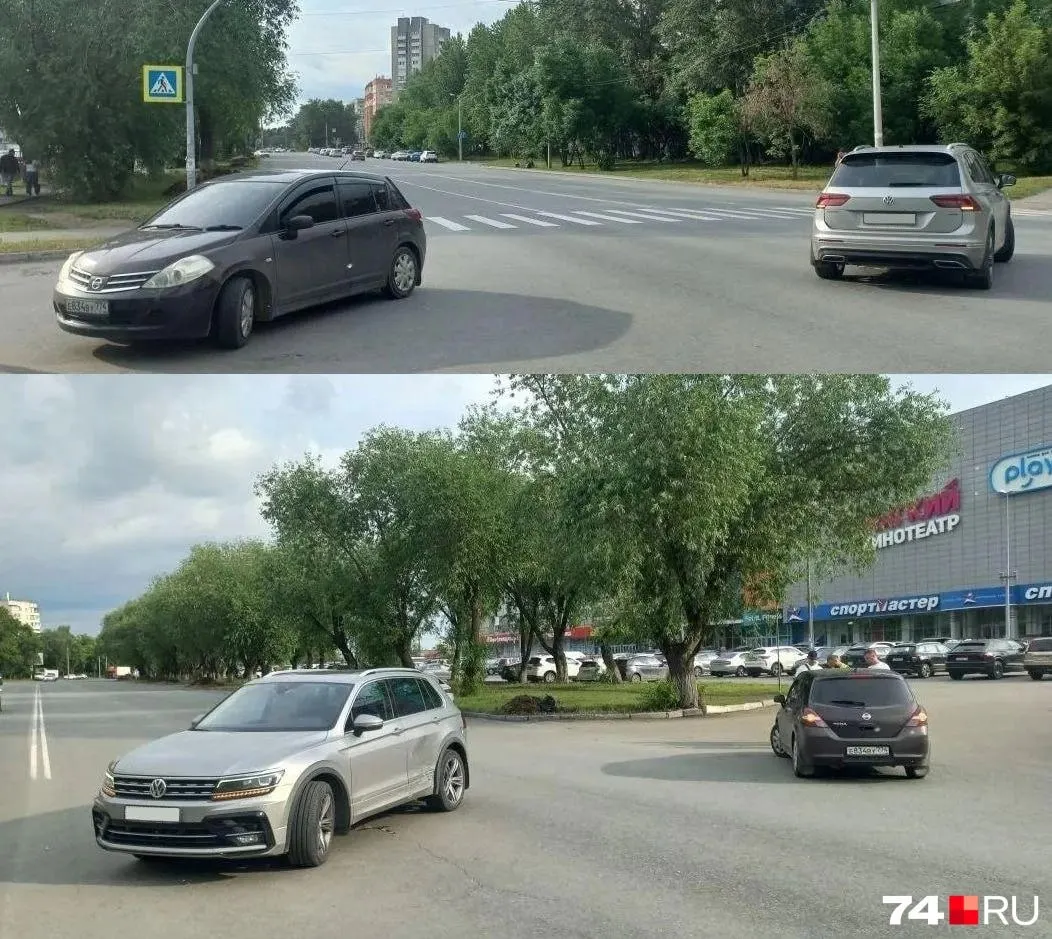 Во время выезда с парковки ТРК водитель Volkswagen Tiguan столкнулся с Nissan Tiida, который неожиданно развернулся и врезался в заднюю часть машины. Пострадавший отмечает сходство с предыдущим похожим случаем и заявляет об исчезновении записи с регистратора.