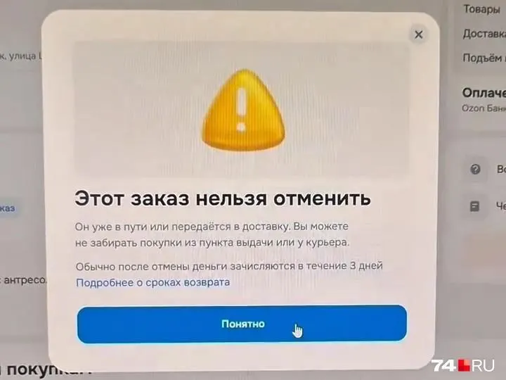 Мужчина заказал шкаф с антресолью и оплатил доставку, но товар отметили как «доставленный», хотя он его не получал; возврат денег затягивается, поддержка отвечает шаблонно.
