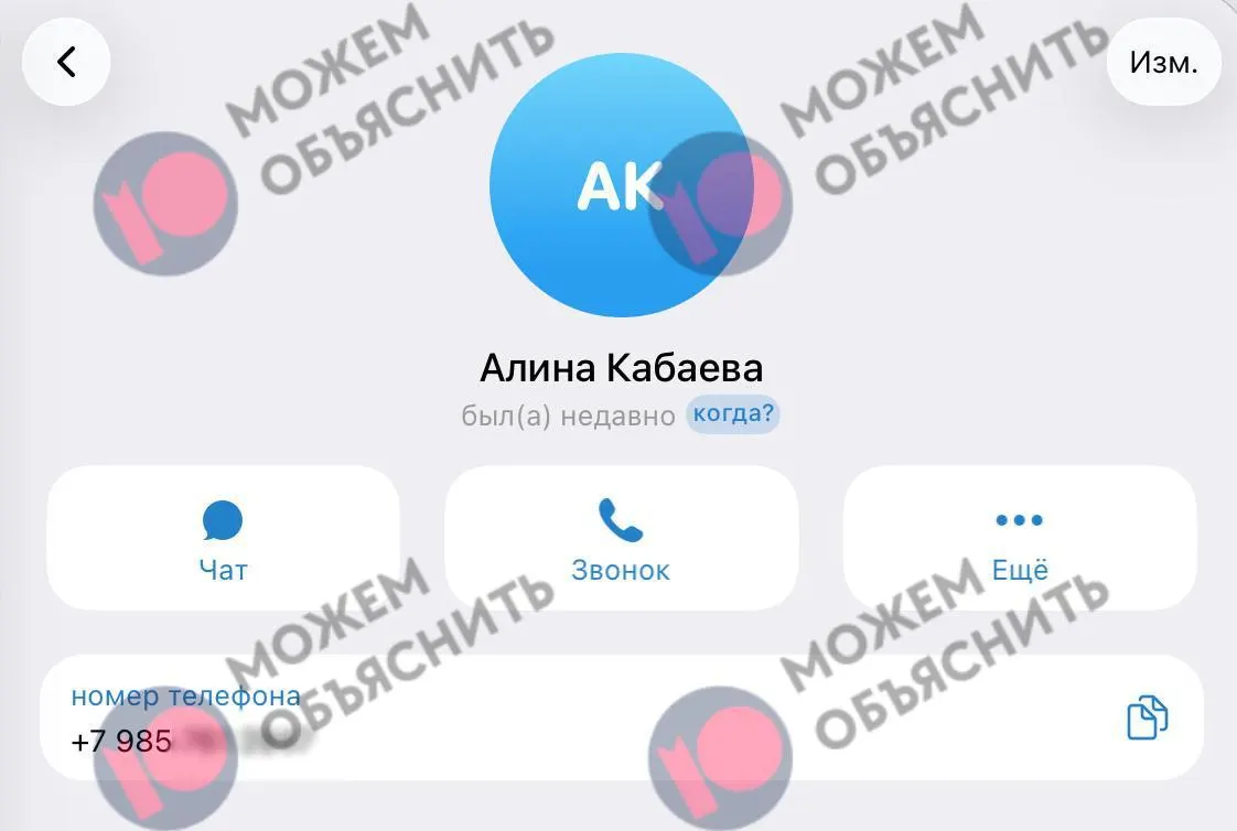 Утечки раскрывают привязку номера к близким к Алине Кабаевой лицам и фиксируют покупки, на фоне ограничений мессенджера Telegram в России.